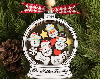 Christmas Snowman Shaker Ornament, Christmas Gift, Personalized Shake, Custom Snowglobe, New Ornament Shaker, Custom Family Gift R75