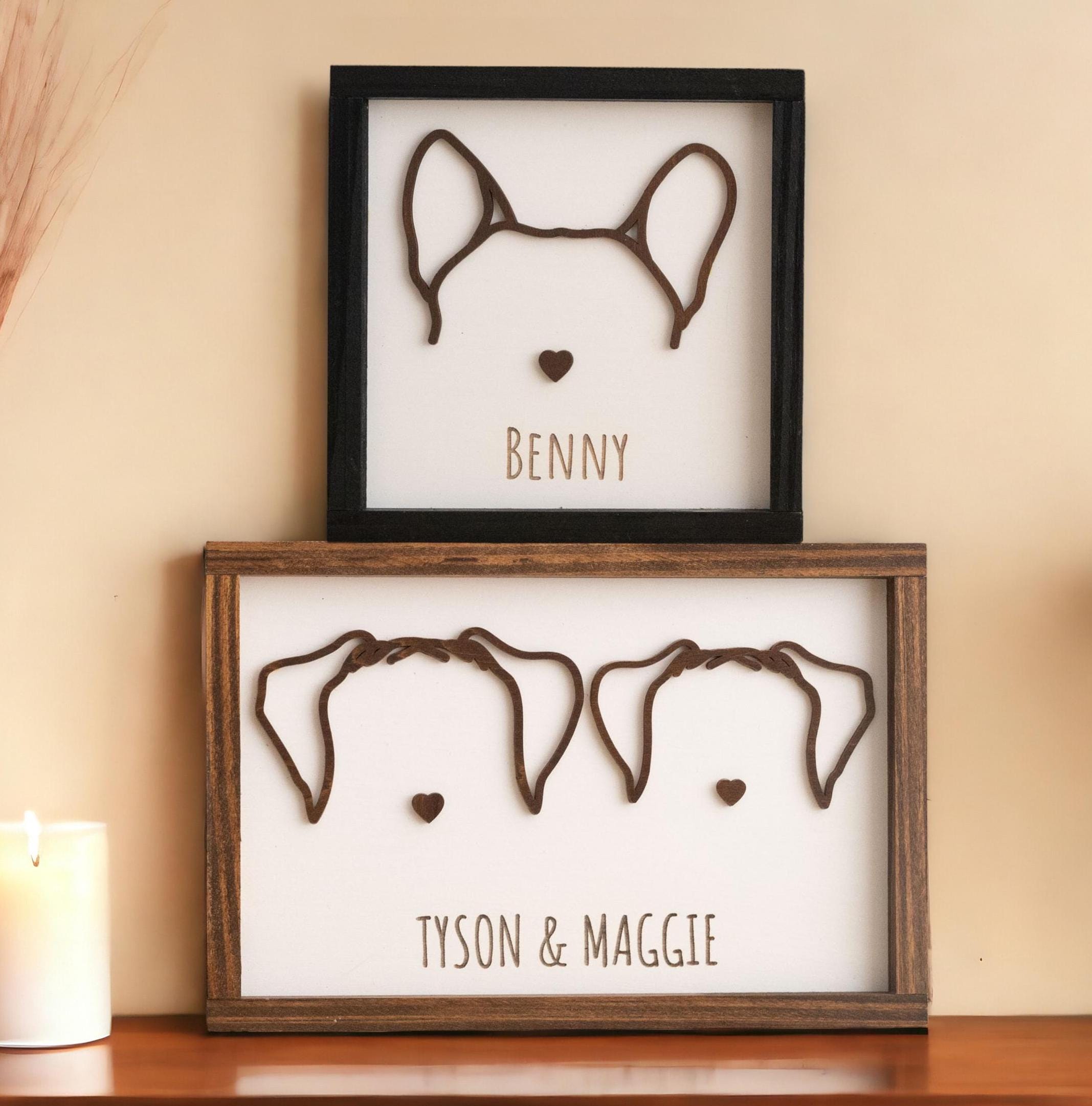 Memorial Dog Ear Sign Custom Pet Art Personalized Pet Loss Gift E15