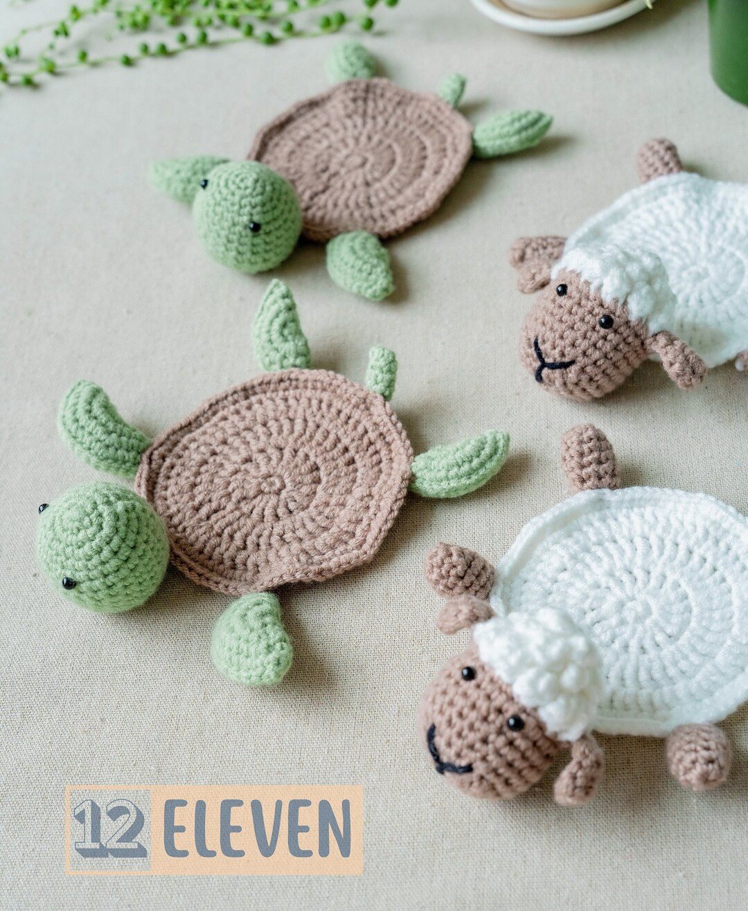 Turtle Crochet Coaster Sheep Coaster Cute Coffee Mug - Etsy