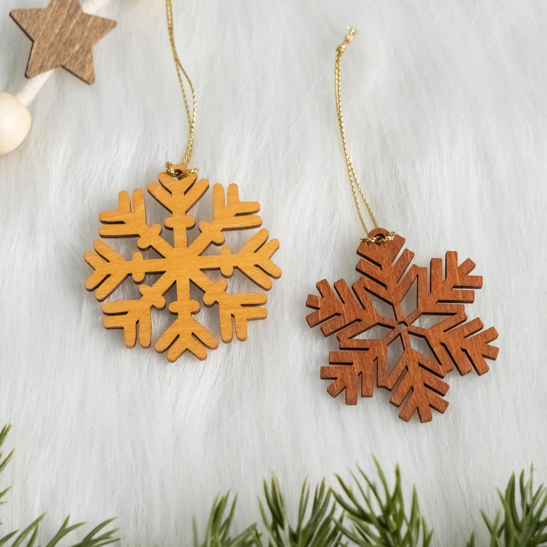 SET OF 6 Wooden Snowflake Decoration, Christmas Ornament, Wooden Ornaments Set, Rustic