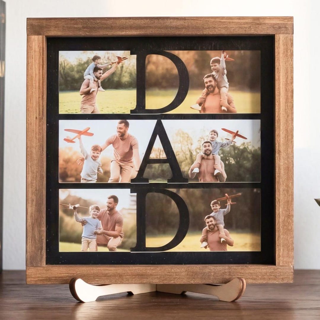 Personalized Dad Photo Frame With Family Pictures for Modern Table ...