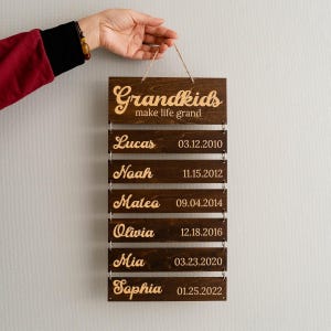 Personalized Grandkids Sign, Grandparents Plaque, Grandkid Name Sign, Custom Wood Sign, Grandma Gift, Grandkids Gift, Grandma Gift  E98