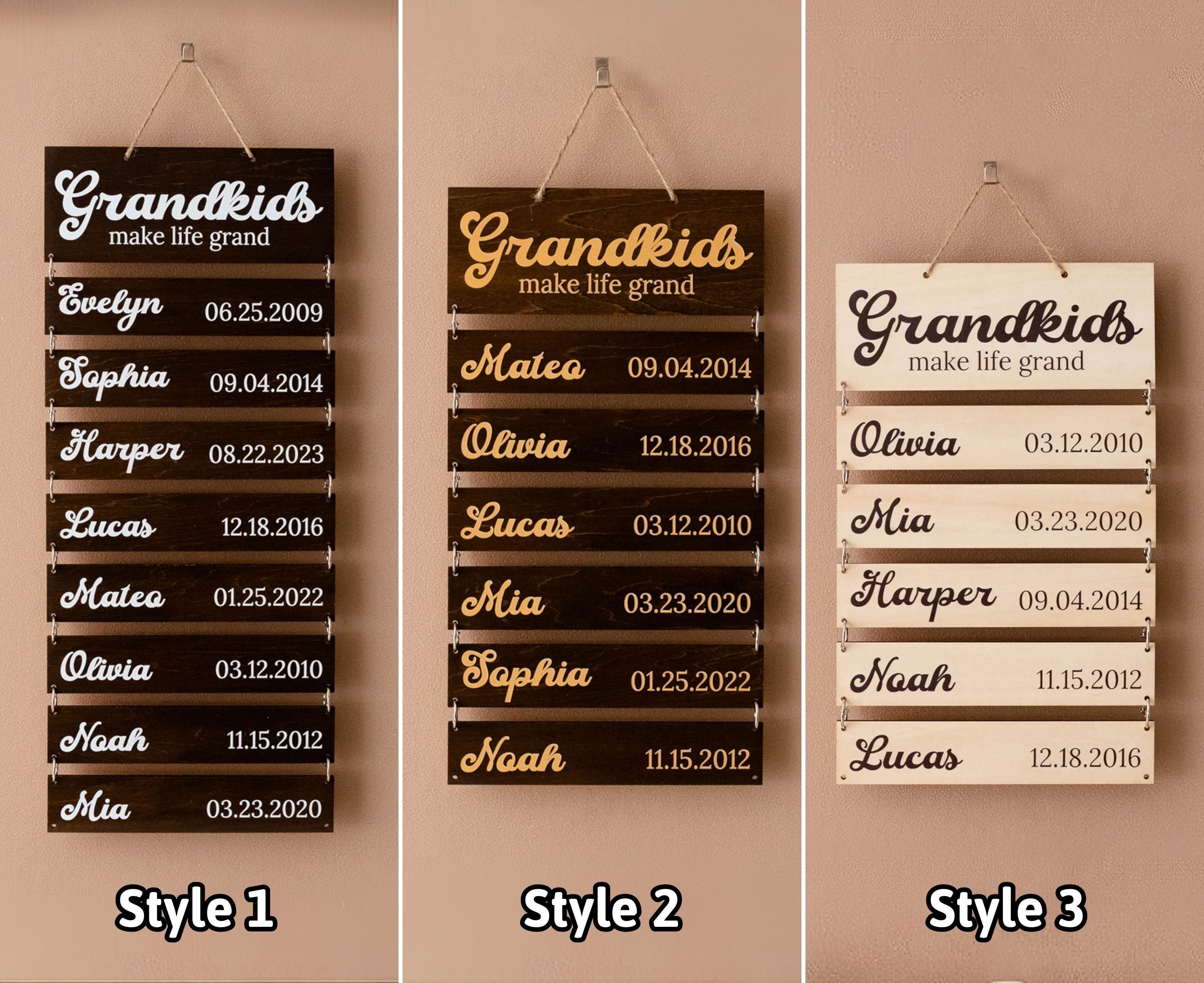 Wooden Grandchildren Sign, Family Name Plaque, For Grandma, Personalized Mom, Gift For Nana, Custom Wood Sign, Personalized Gifts E98