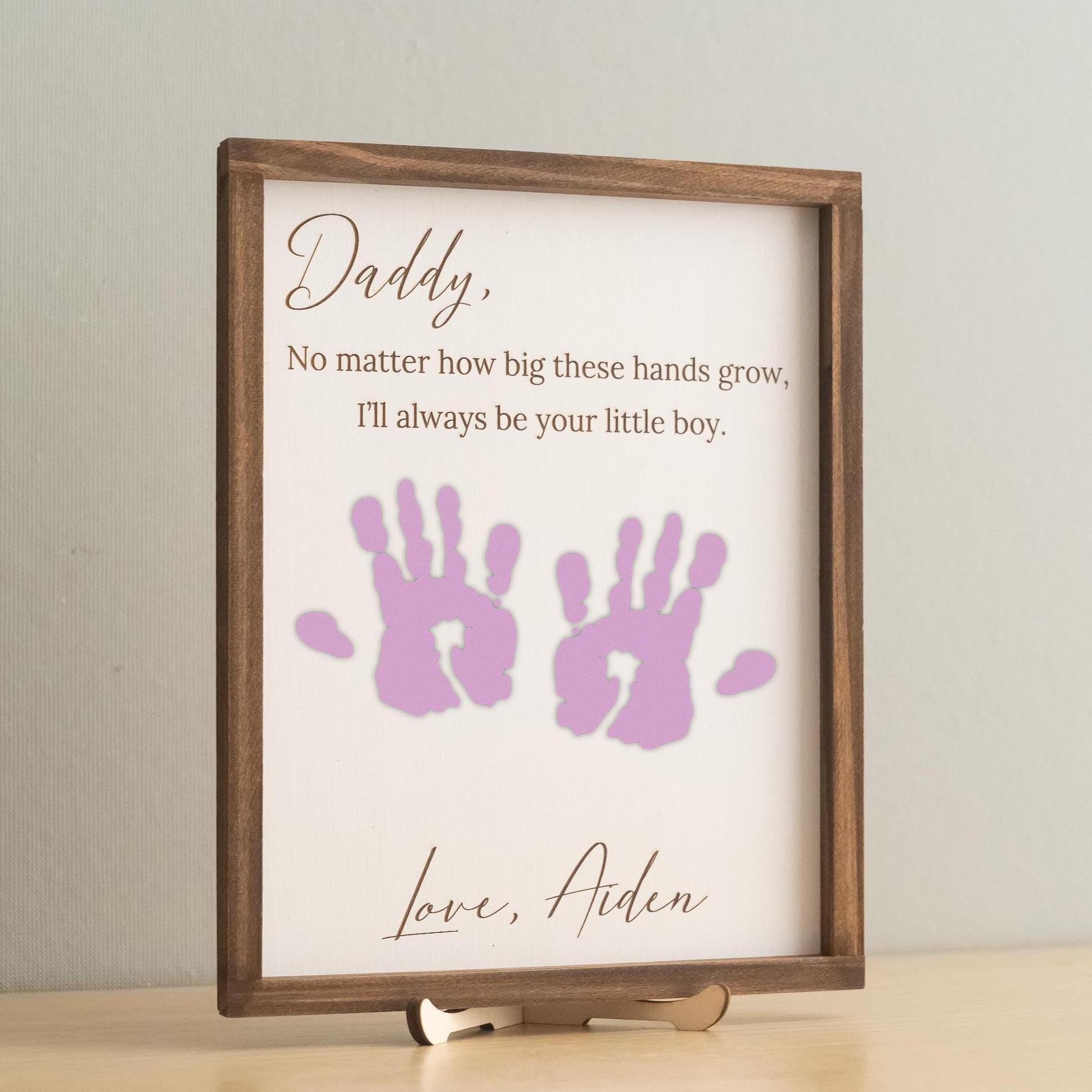 Daddy Handprint Keepsake Wood Sign With Kids Handprints for Family ...
