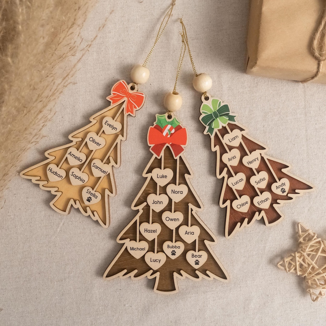Boho Personalized Wooden Christmas Tree Ornament D30 - Etsy