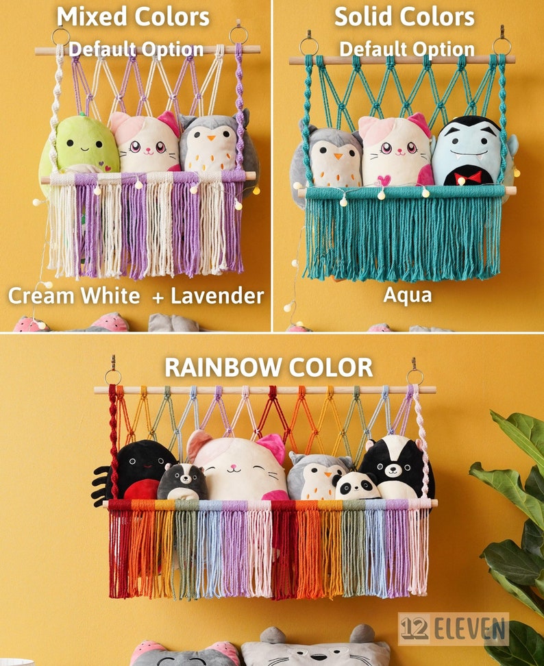 Macrame Toy Hammock With Fringe Soft Toy Storage Bohomian Etsy