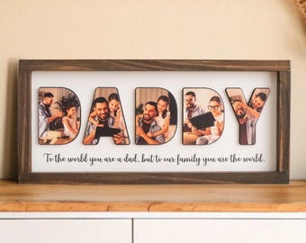Personalized Daddy Picture Frame, Custom Wooden Father’s Day Gift from Kids, Rustic Table Decor Y77