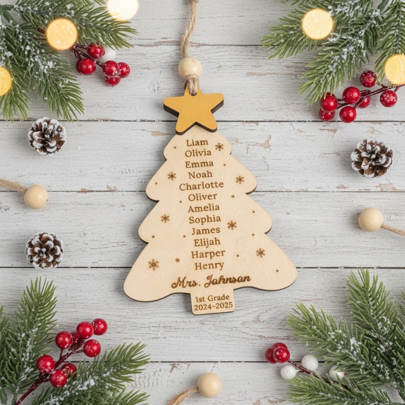 Personalized Xmas Teacher Ornament, Classroom Decor, Personalized Tree, Thank You Gift, Teacher Christmas, Student Names R76 image 11