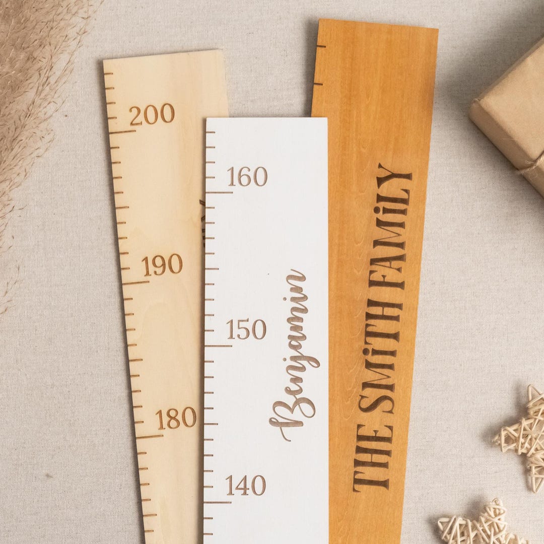 Farmhouse Boho Wooden Growth Chart + Height Chart Ruler + Family Growth ...