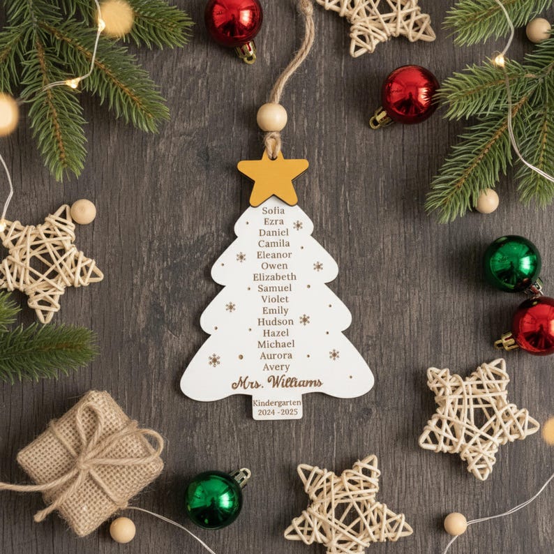 Personalized Xmas Teacher Ornament, Classroom Decor, Personalized Tree, Thank You Gift, Teacher Christmas, Student Names R76 image 13