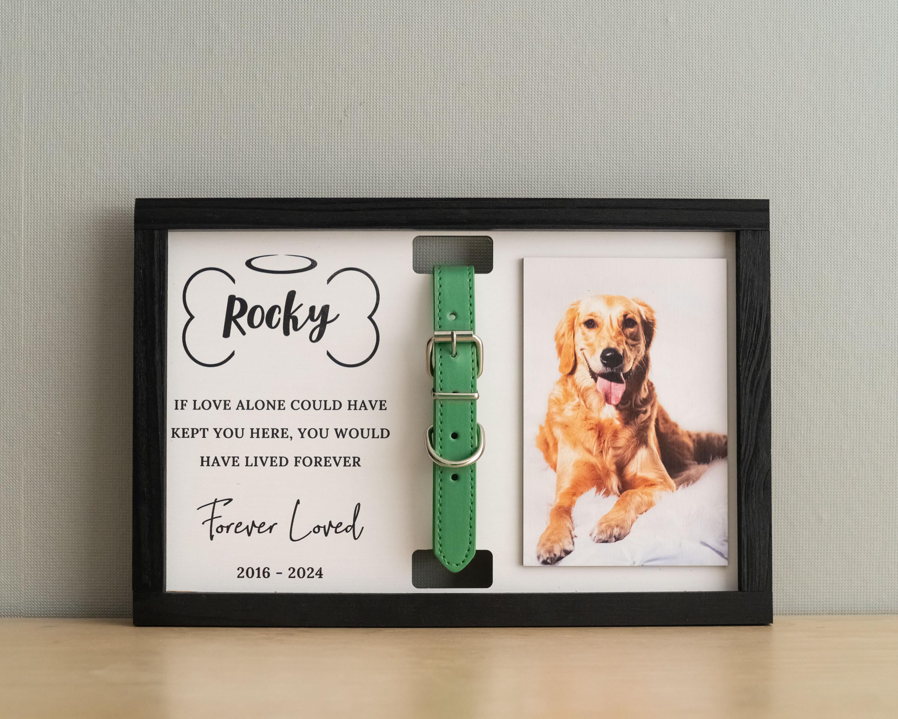 Erogeen Cornice commemorativa per cani con ponte arcobaleno, cornice in legno per foto da 10 x 15 cm (orizzontale), regalo commemorativo per la perdita del cane (famiglia e cane