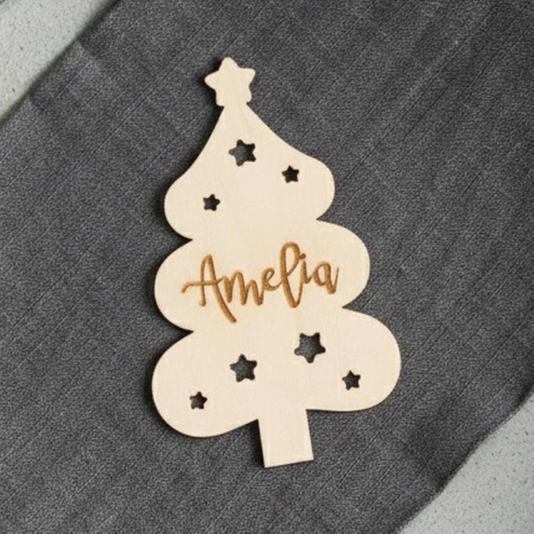 Nmodern Geometric Wood Tree Name Tag O78 - Etsy