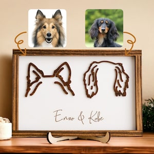 Custom Dog Ear Wall Art, Dog Ear Framed Art, Personalized Dog Ear Outlines, Pet Loss Memorial Gift, Dog Mom Gift G99