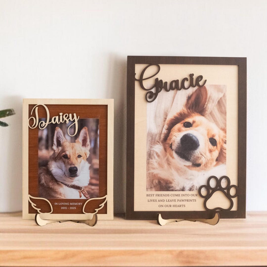 Personalized Wooden Pet Memorial Photo Frame | Dog & Cat Loss Sympathy ...