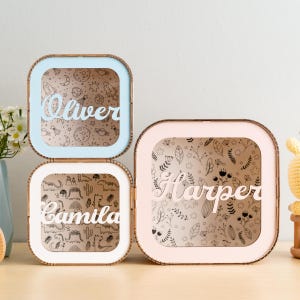 Hucha de madera para bebé, alcancías, idea de regalo para niña, alcancía de madera, decoración de guardería para niño, alcancía para niños, regalo de cumpleaños, regalo para niño pequeño E62