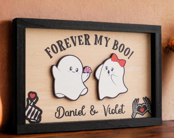 PERSONALIZED Forever My Boo sign, Halloween Decor, Cottagecore decor, Ghost Decor, Cute Ghost Decor, Couples, Spooky Decor, Kawaii Decor R44