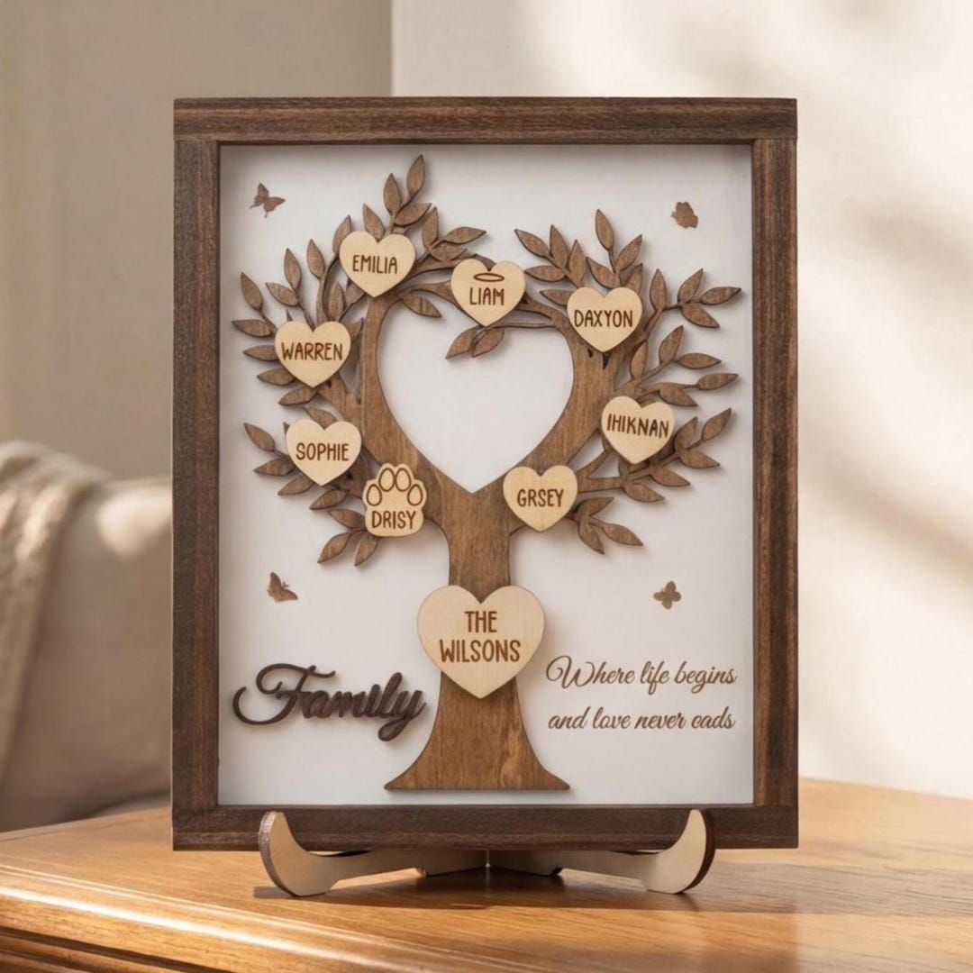 Custom Wood Family Tree Sign, Personalized Name Display Y44 - Etsy
