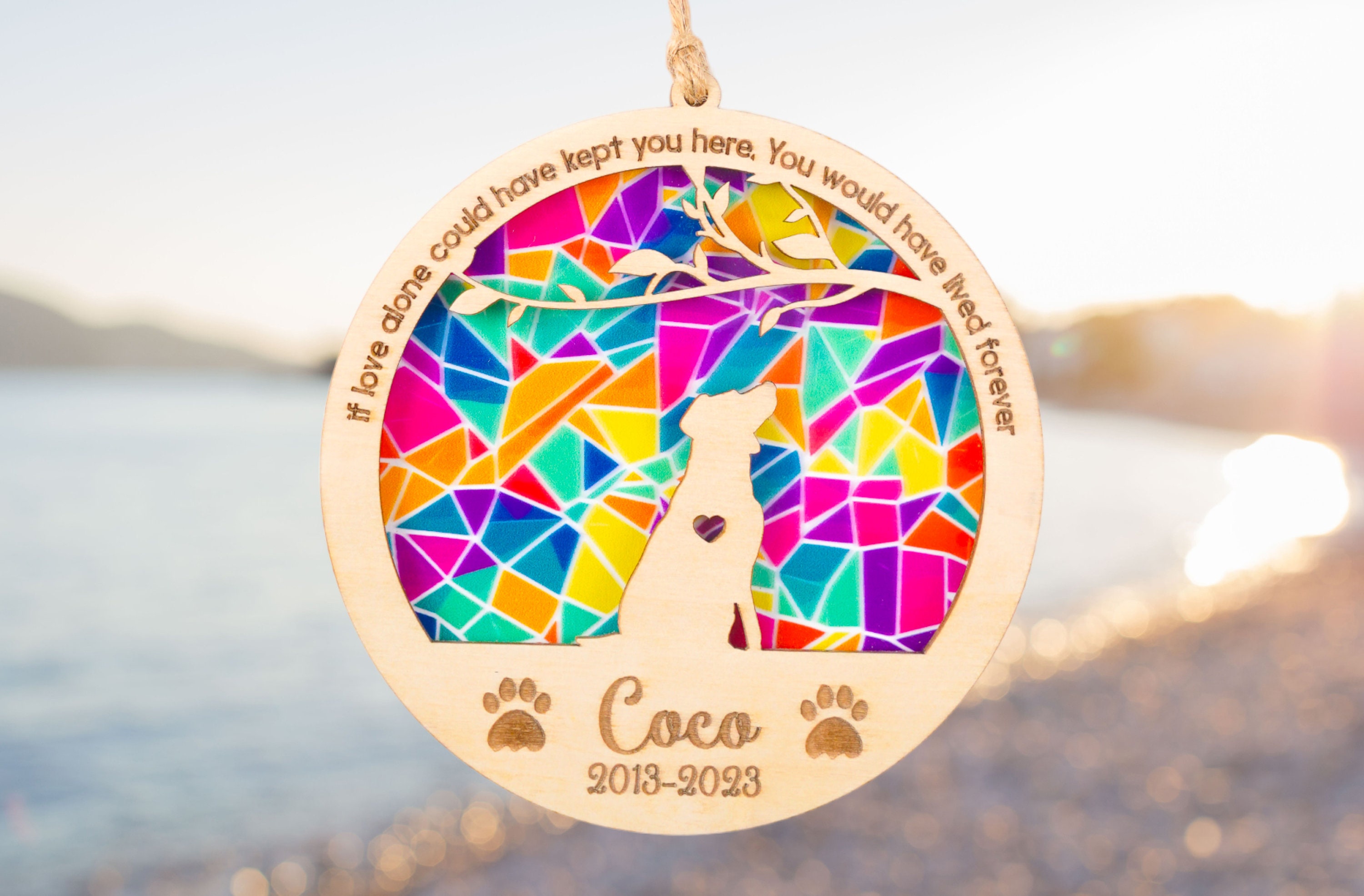 Pet Memorial Suncatcher, Rainbow Bridge, Window Hangings, Memorial Keepsake, Pet Loss Gifts, Pet Ornament, Loss Of Dog Gift