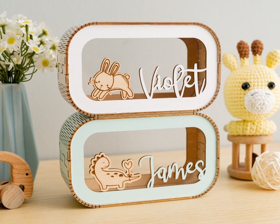Personalized Piggy Bank, Kids Bank, Money Box, Custom Piggy Bank, Name Piggy Bank, Wooden Cash Box, Custom Piggy Bank, Gifts For Kids G87
