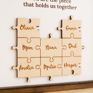 Gifts For Mom, Mama Puzzle Piece Sign, You are the piece that holds us together, Choose your Puzzle Piece Color and Desired Names J29 image 9