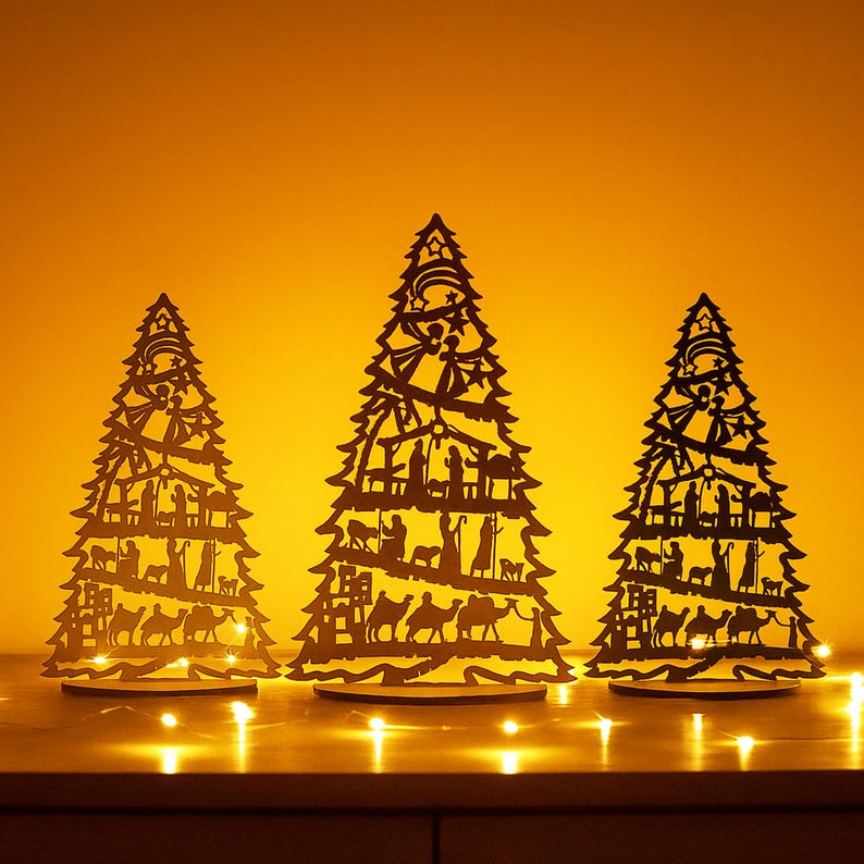 Personalized Xmas Nativity Tree, Christian Gift, Family Christmas, Nativity Display, Xmas Decorations, Tree Ornaments, Christmas Story G08 image 15