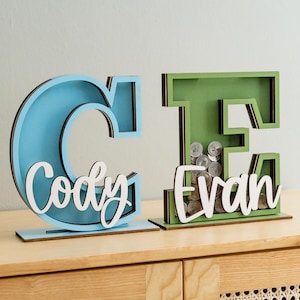 Alcancía de madera con letras, alcancía, regalo para niño, alcancía con letras, regalo para niños, alcancía con letras para bebé, regalos personalizados para baby shower E13