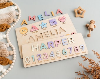 Wooden Busy Board Puzzle, Busy Board, Toddlers Puzzle, Name Learning, Preschool Toys, Name Gift, Engraved Puzzle, Unique Newborn Gift J80