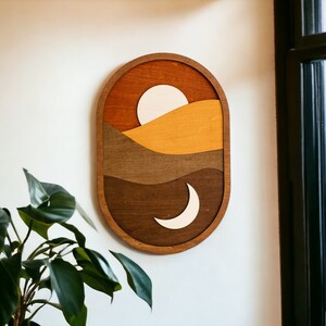 Wood Wall Art, Sun Moon Decor, Minimalist Art, Modern Home Decor, Large ...