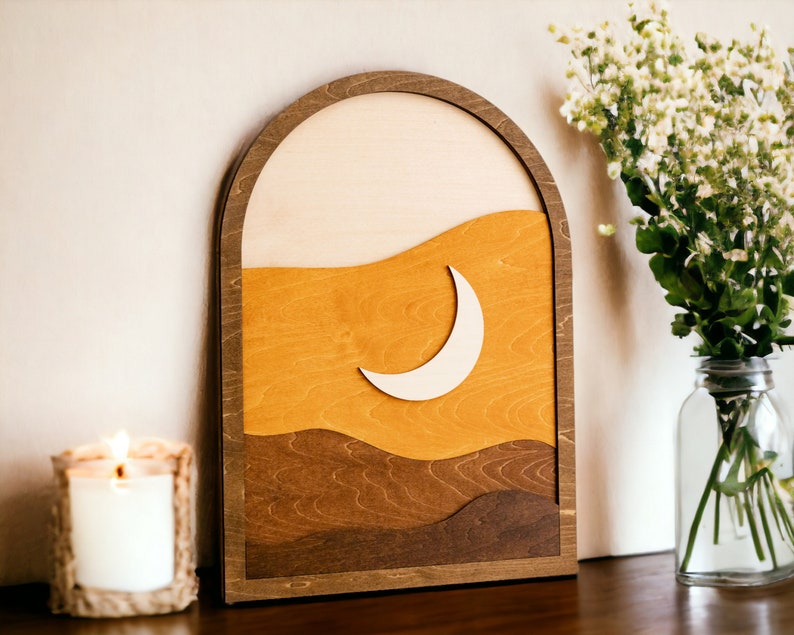 Sun Moon Wall Art, Rustic Decor, Mid Century Art, Modern Minimalist
