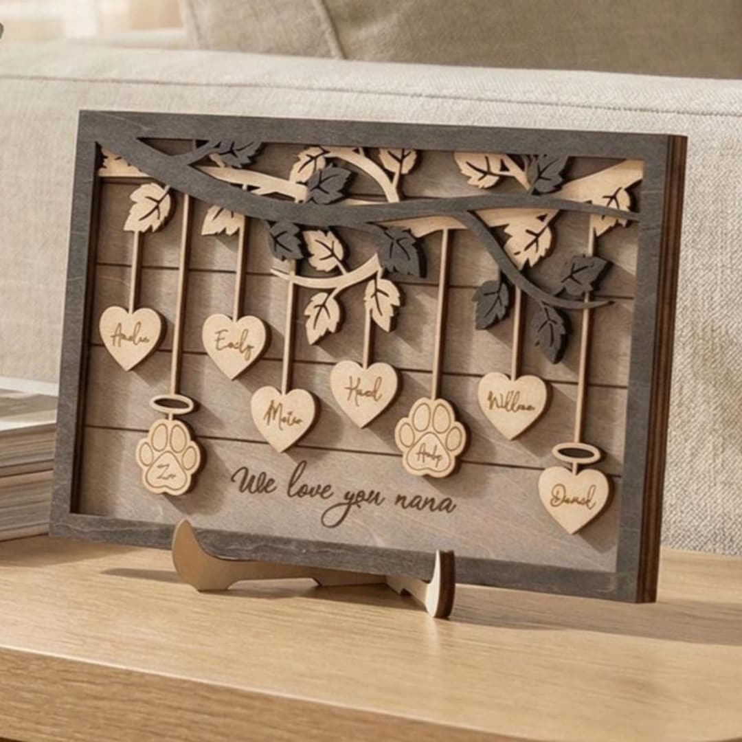 Personalized Family Tree Wooden Plaque With Names, Table Display E25 - Etsy