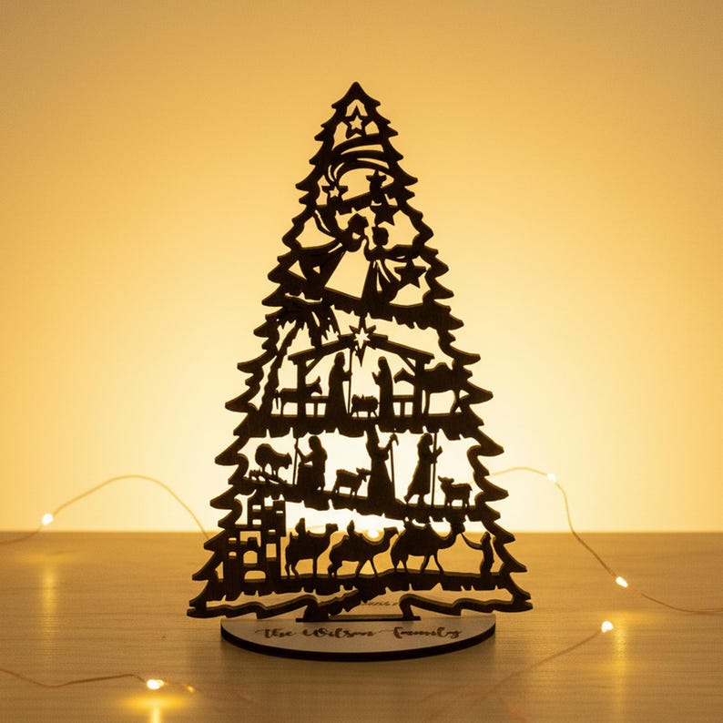 Personalized Xmas Nativity Tree, Christian Gift, Family Christmas, Nativity Display, Xmas Decorations, Tree Ornaments, Christmas Story G08 image 14