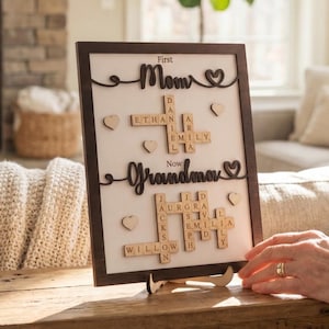 Personalized Mom Grandma Wooden Name Sign, Table Decor D48