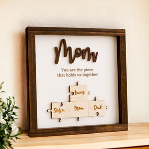 Gifts For Mom, Mama Puzzle Piece Sign, You are the piece that holds us together, Choose your Puzzle Piece Color and Desired Names J29 image 4