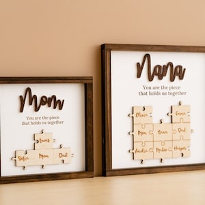 Gifts For Mom, Mama Puzzle Piece Sign, You are the piece that holds us together, Choose your Puzzle Piece Color and Desired Names J29 image 6