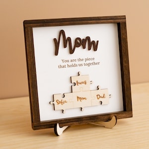 Gifts For Mom, Mama Puzzle Piece Sign, You are the piece that holds us together, Choose your Puzzle Piece Color and Desired Names J29 image 7
