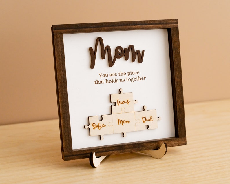 Gifts For Mom, Mama Puzzle Piece Sign, You are the piece that holds us together, Choose your Puzzle Piece Color and Desired Names J29 image 7