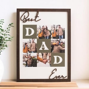 Marco de fotos personalizado "El mejor papá del mundo", regalo de madera personalizado para el Día del Padre de niños Y79