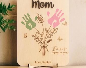 DIY Flower Handprint Art | Gift For Mom | Personalized Mother's Day Gift | Handprint Art for Grandma | Mother's Day Sign | Hands Down Y68