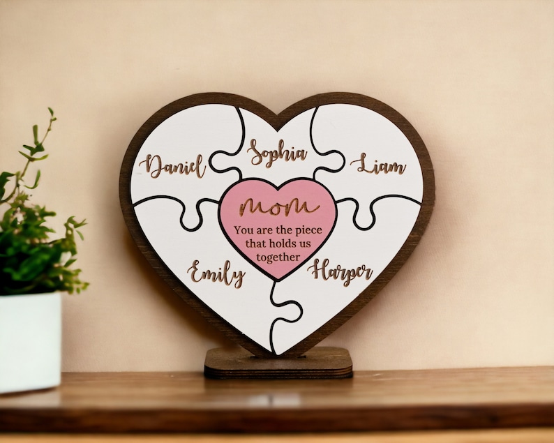 Mother's Day Puzzle Piece Sign Small, Personalized Gifts for Mom from Kids, Birthday Present, You Are the Piece That Holds us Together E95 image 10