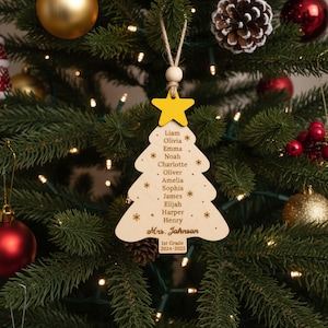 Personalized Xmas Teacher Ornament, Classroom Decor, Personalized Tree, Thank You Gift, Teacher Christmas, Student Names R76 image 12