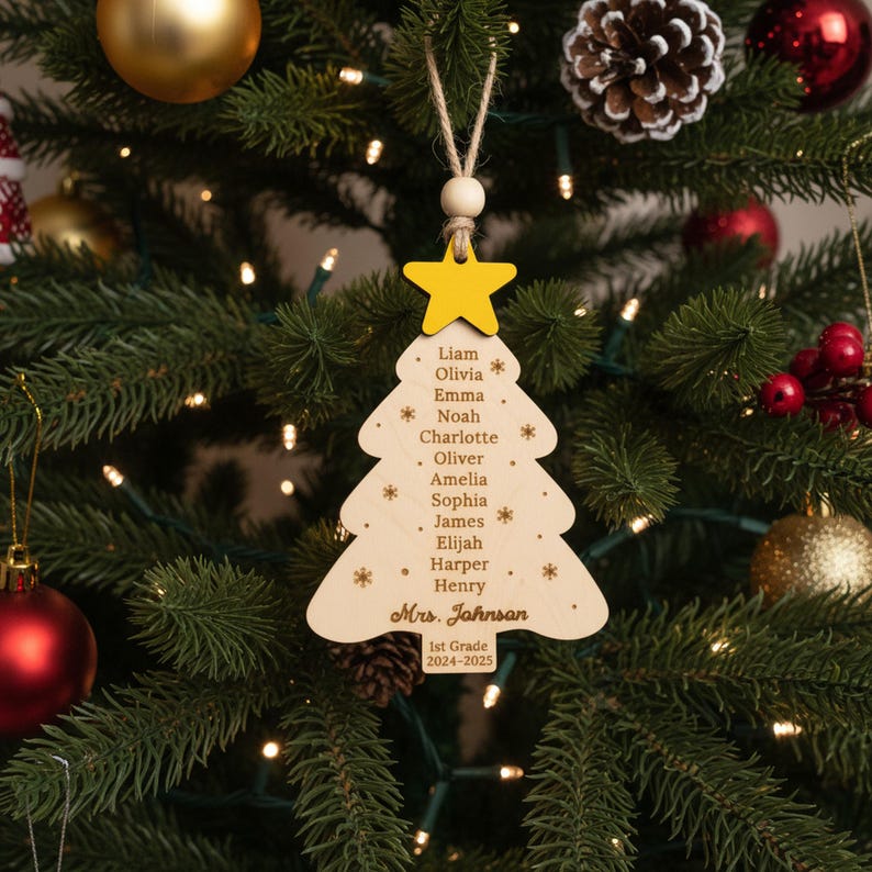Personalized Xmas Teacher Ornament, Classroom Decor, Personalized Tree, Thank You Gift, Teacher Christmas, Student Names R76 image 12