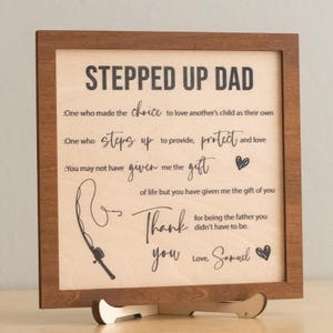 Stepped Up Dad Quote Wood Plaque Personalized Frame Minimalist Decor D91