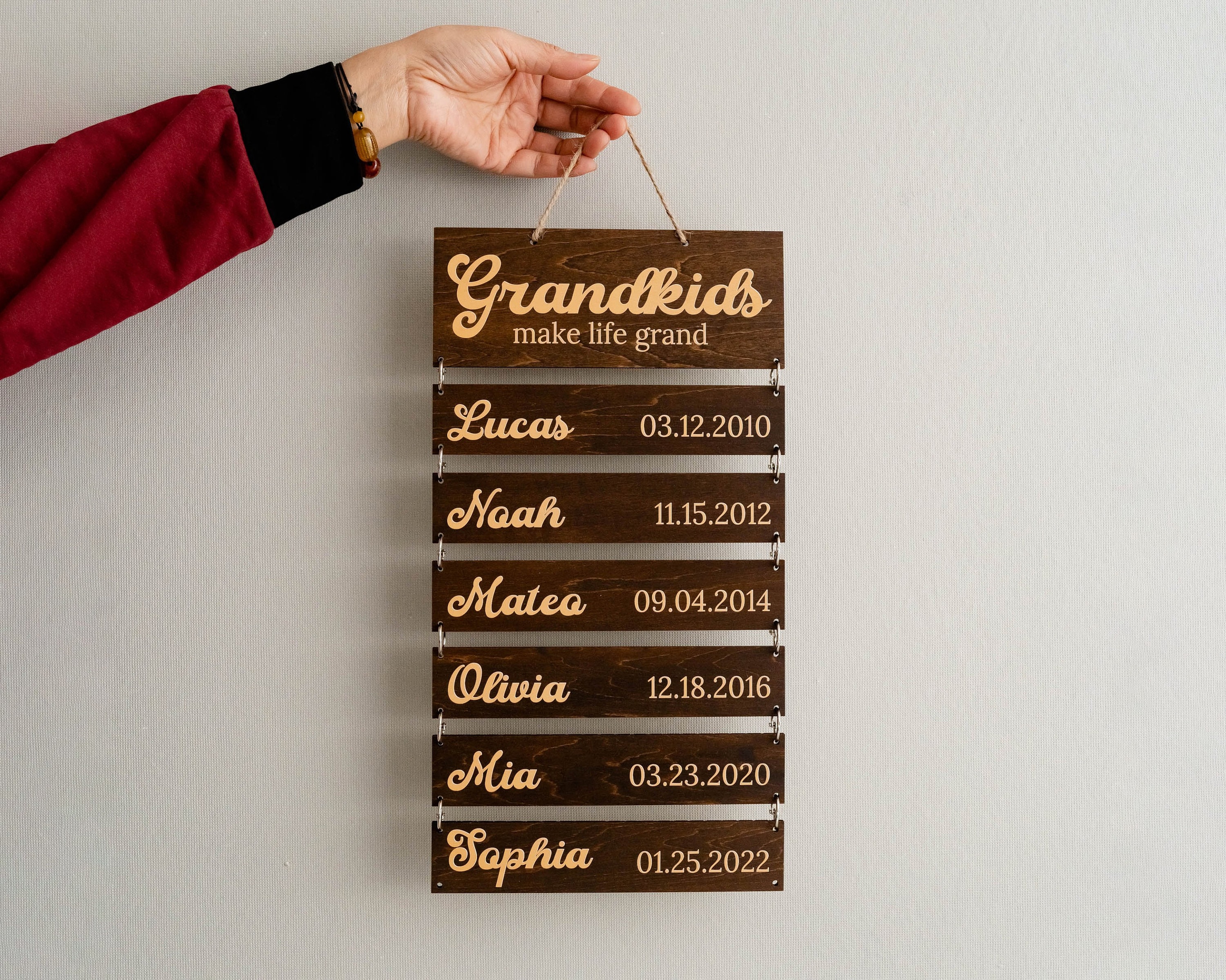 Wooden Grandchildren Sign, Family Name Plaque, For Grandma, Personalized Mom, Gift For Nana, Custom Wood Sign, Personalized Gifts E98