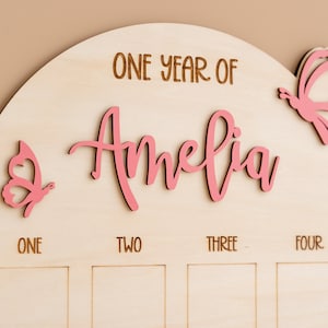 First Year Photo Board, Nursery Sign, Custom Gift, One Year Board, Kids Bedroom Decor, First Birthday, Milestone Photo Sign, New Baby J20 image 9