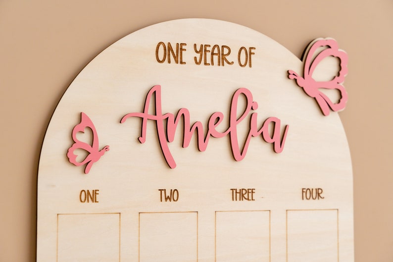 First Year Photo Board, Nursery Sign, Custom Gift, One Year Board, Kids Bedroom Decor, First Birthday, Milestone Photo Sign, New Baby J20 image 9