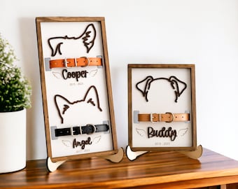 Dog Memorial Frame, Dog Collar Holder, Cat Loss Gift, Custom Plaques, Memorial Plaque, Personalized Gift, Custom Pet Photo E88