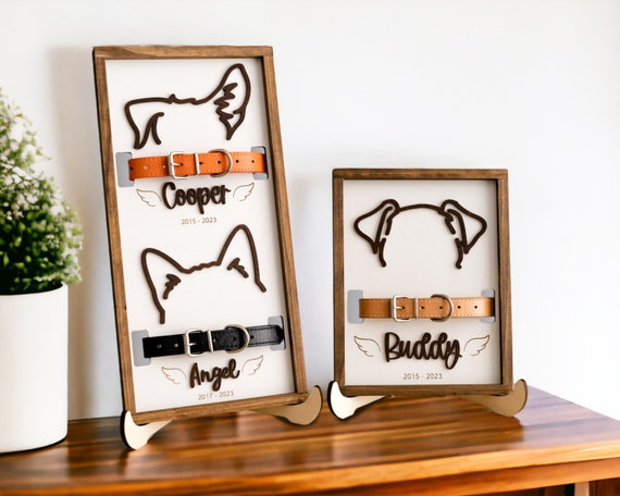 Dog Memorial Frame, Dog Collar Holder, Cat Loss Gift, Custom Plaques, Memorial Plaque, Personalized Gift, Custom Pet Photo E88