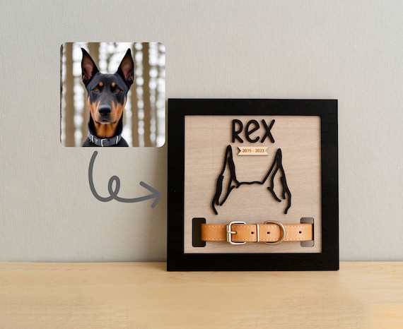 Pet Ear Collar Holder, Pet Loss Gifts Dog, Unique Dog Gift, Pet Lover, Loss Of Dog Gift, Pet Sign, Dog Room Decor, Unique Pet Memorial J51
