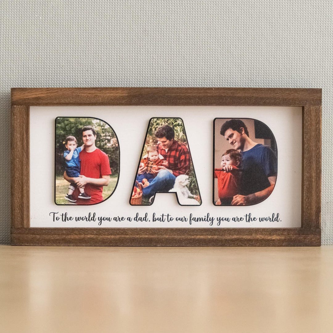 Personalized Family Photo Frame for Dad, Custom Wooden Father Gift ...