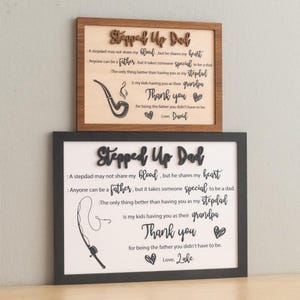 Stepped Up Dad Personalized Wood Plaque Quote Frame Rustic Minimal D92